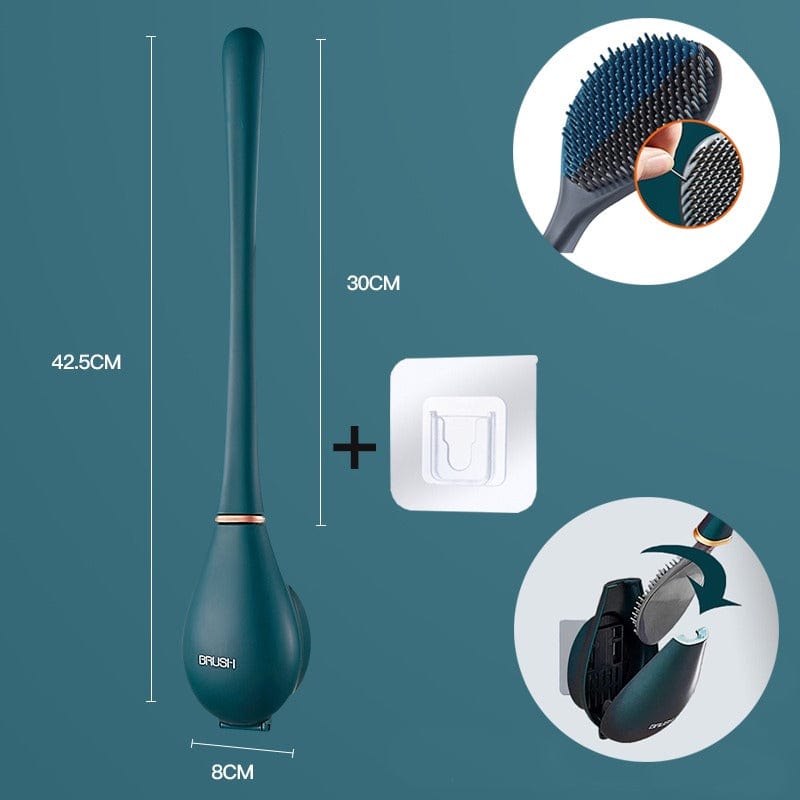 Wandmontierte Silikon-Toilettenbürste mit ergonomischem Griff 0