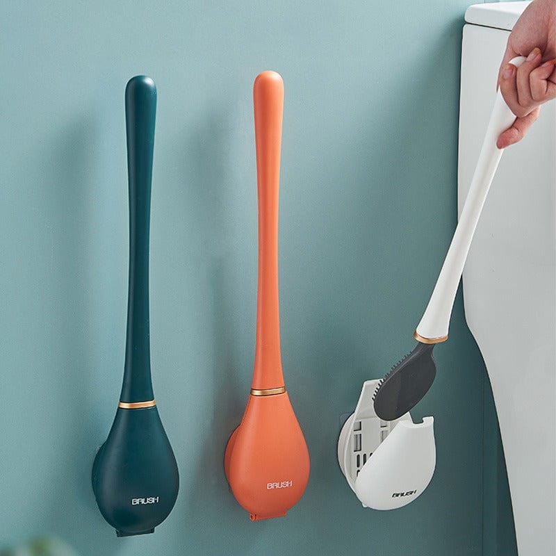 Wandmontierte Silikon-Toilettenbürste mit ergonomischem Griff 1