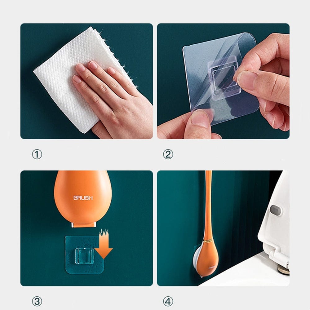 Wandmontierte Silikon-Toilettenbürste mit ergonomischem Griff 2