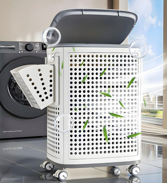 Wäschebehälter XXL mit Rollen für müheloses Tragen 2