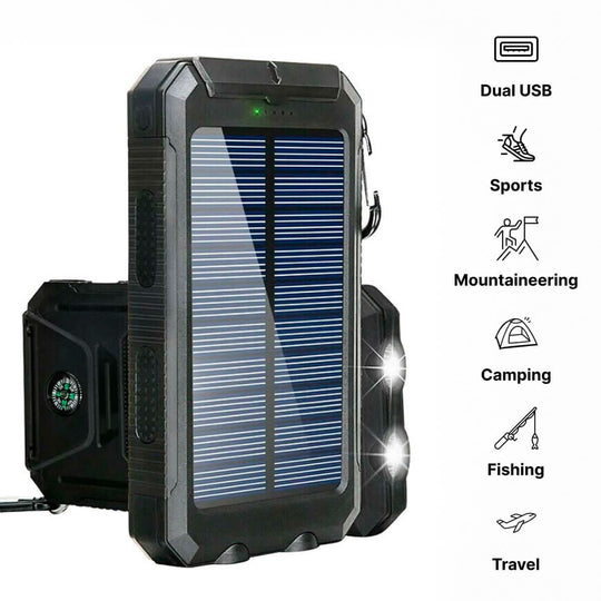 Wasserdichte Power Bank Solar für Outdoor-Abenteuer mit 30000 mAh und LED-Taschenlampe 3