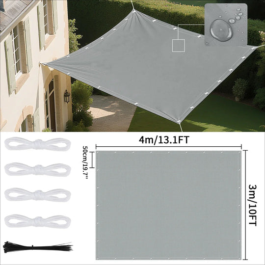 Wasserdichtes Sonnensegel mit Ösen UV-Schutz für Garten und Terrasse 14