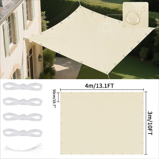 Wasserdichtes Sonnensegel mit Ösen UV-Schutz für Garten und Terrasse 21