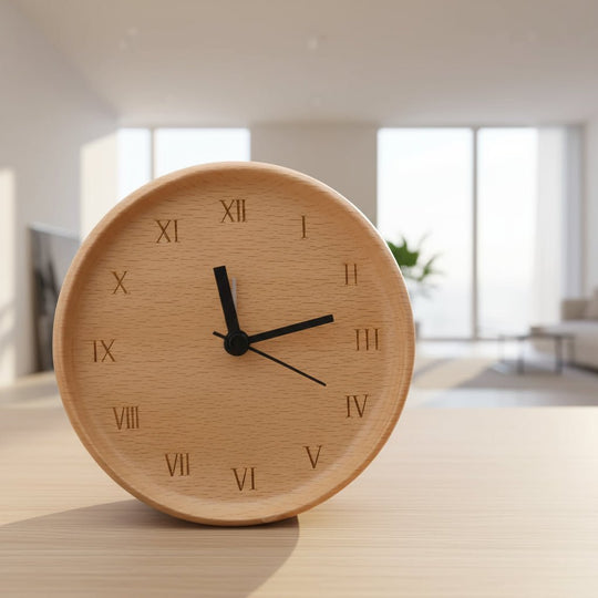 Wecker aus Buchenholz im minimalistischen Stil 0