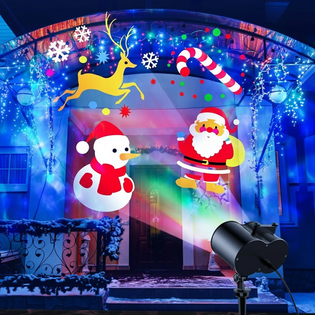 Weihnachtslichtprojektor für Außenbereich mit 16 Motiven und Fernbedienung 1