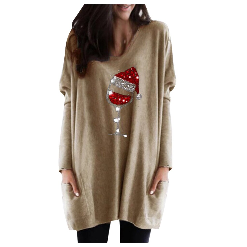 Wein & Weihnachtsmannmütze Lässiger Pullover Für Frauen