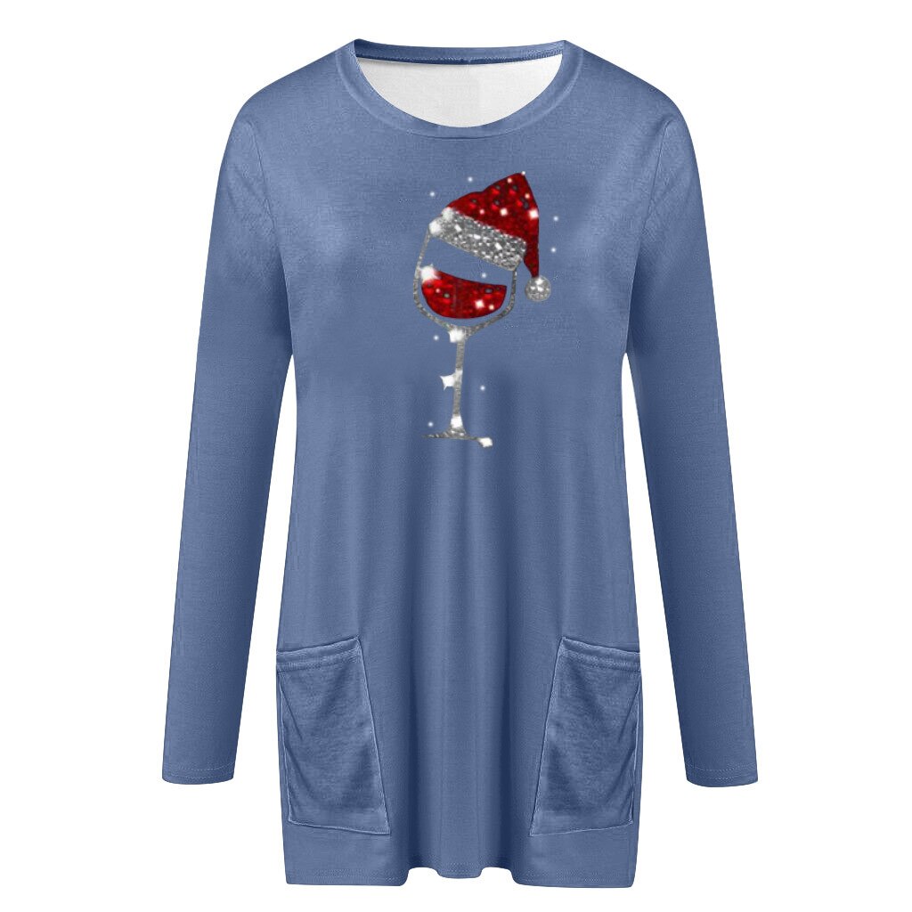 Wein & Weihnachtsmannmütze Lässiger Pullover Für Frauen
