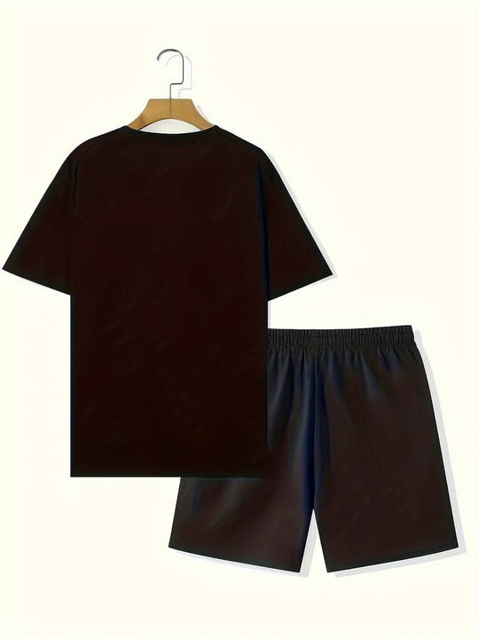 Herren Set Kurzarm T-Shirt und Shorts Baumwolle mit Modernem Faith Print-5