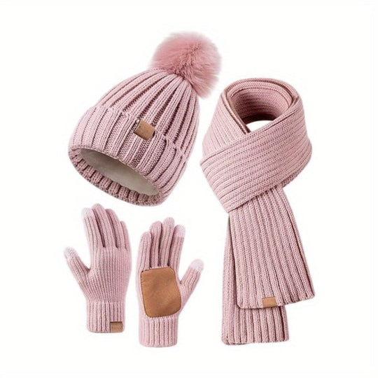 Winterset für Männer und Frauen – 3-in-1 Mütze, Schal und Handschuhe 3
