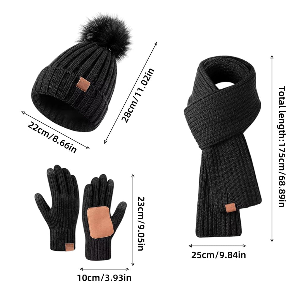 Winterset für Männer und Frauen – 3-in-1 Mütze, Schal und Handschuhe 8