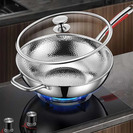Wok Pfanne Induktion Rund Boden 32 cm für Vielseitiges Kochen 1