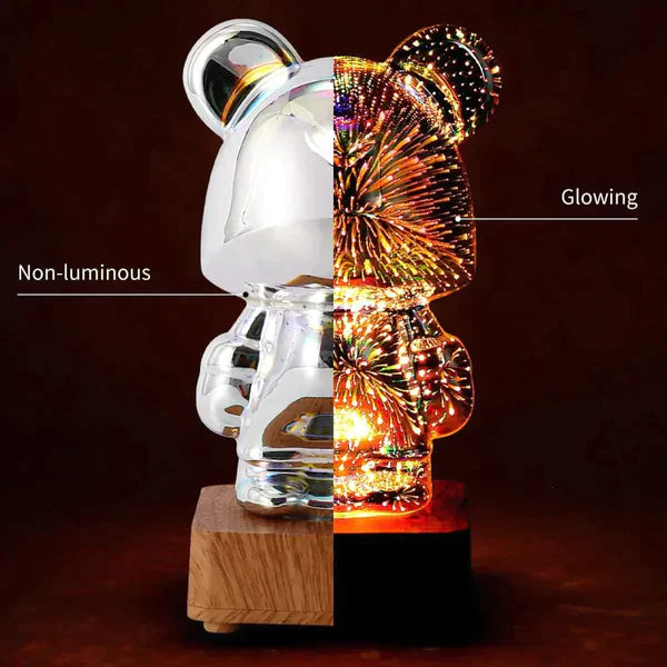 Nachtlicht Kinder Bunt 3D Feuerwerkseffekt LED Teddybär Kunststoff 20 cm-5