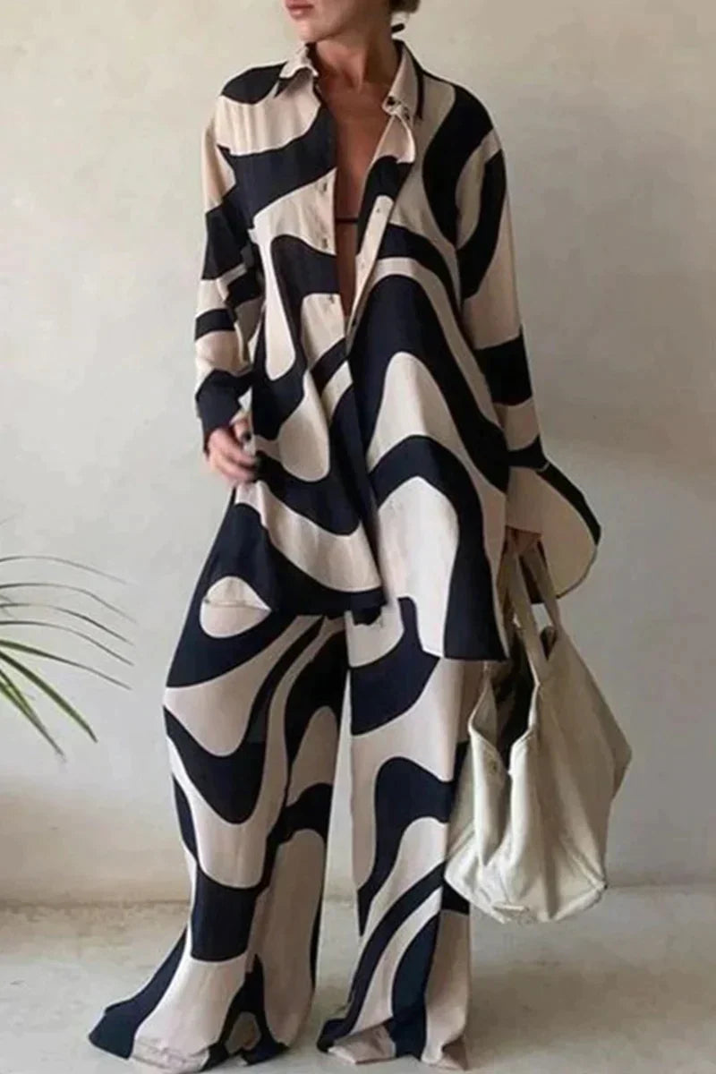 Variant image for Damen Set Leinenhose und Leinenhemd Elegantes Sommer Outfit-1