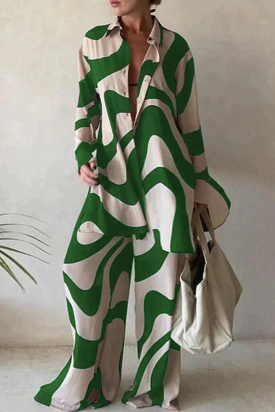 Variant image for Damen Set Leinenhose und Leinenhemd Elegantes Sommer Outfit-8
