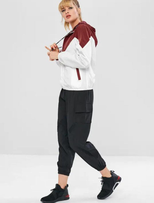 Zweifarbige Windbreaker-Jacke