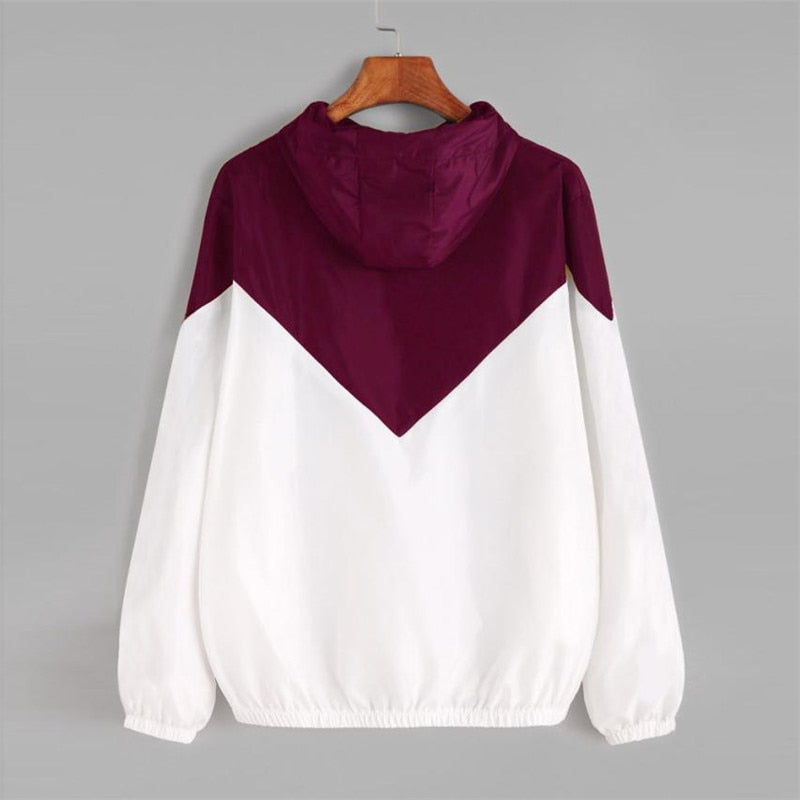 Zweifarbige Windbreaker-Jacke