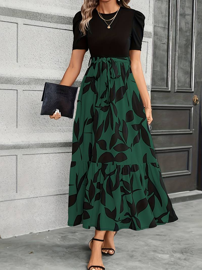 Variant image for Damen Kleid Blumendruck Rundhalsausschnitt Baumwolle – Sommerkleider für Hochzeitsgäste und Alltag-7