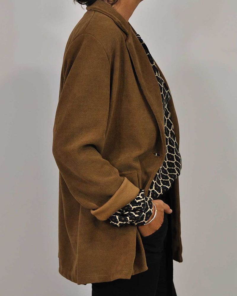 Damenbluse V-Ausschnitt Geometrisches Muster Baumwollmischung Langarm-3