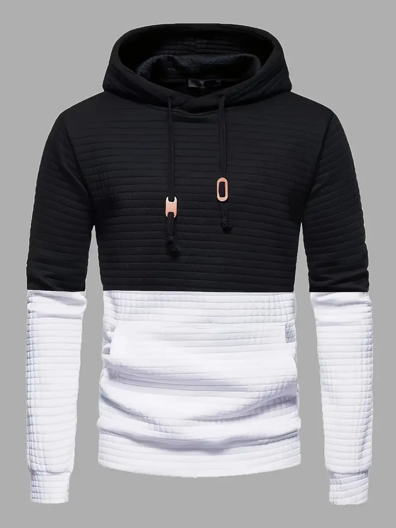 Herren Kapuzenpullover Waffelmuster Baumwolle Zip Hoodie-2