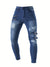 Variant image for Herren Bikerjeans Lässig Gestepptes Denim mit Reißverschlüssen-14