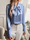 Variant image for Damen Bluse Schwarz Elegant Silkelook Klassisch für Festliche Anlässe-1