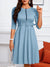 Damen Kleid Rundhalsausschnitt mit Reißverschluss Elegantes Hochwertiges Material-6