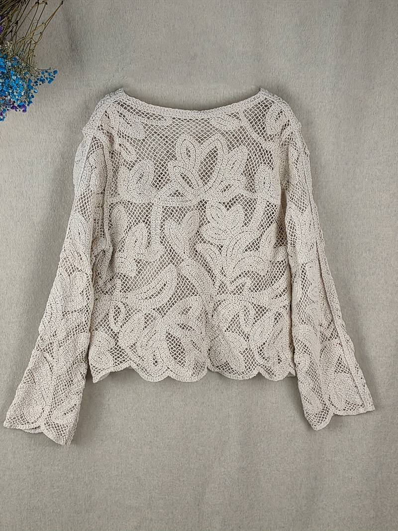 Damen Bluse Langarm Spitze Elegante Blusen für Festliche Anlässe-2