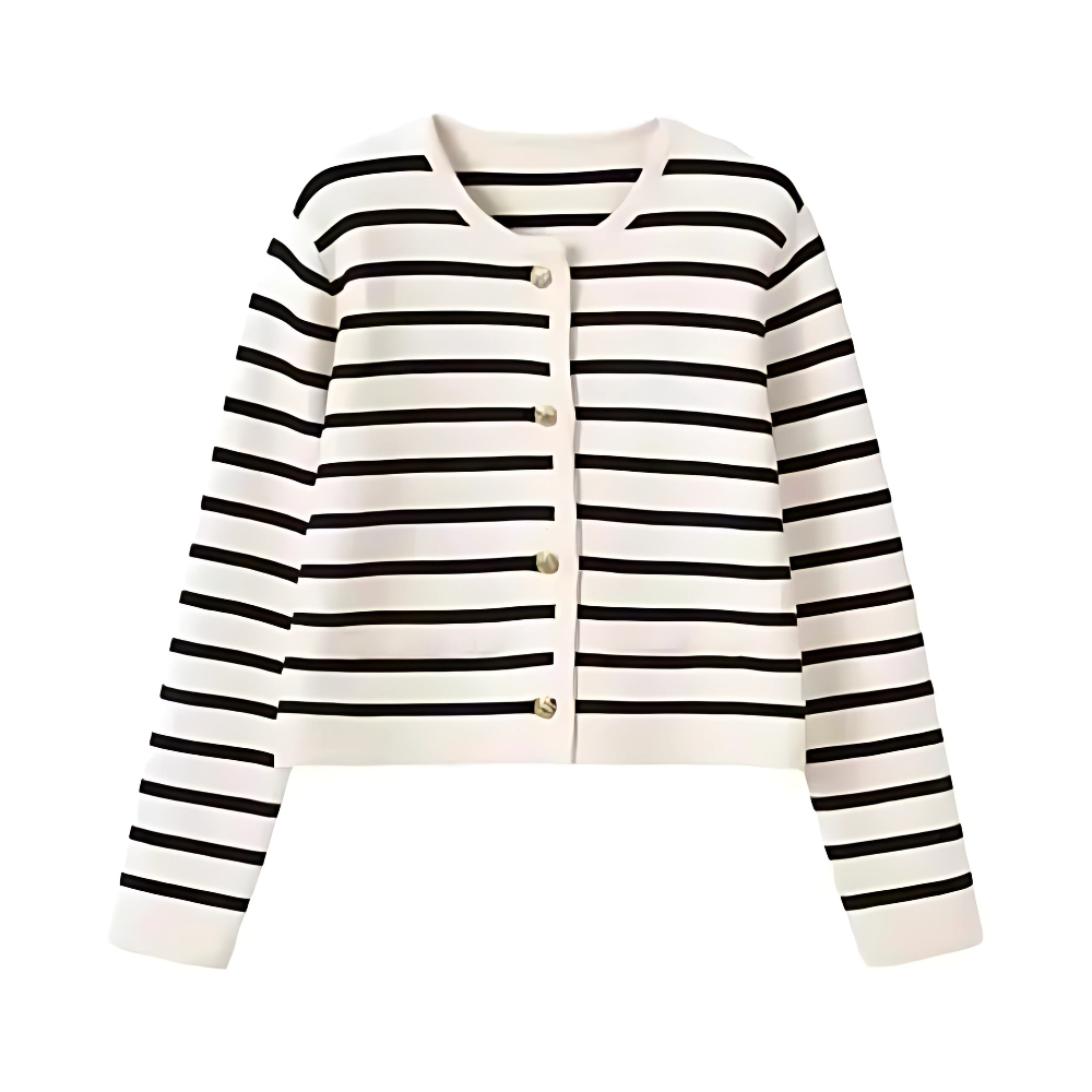 Gestreifte Damen-Strickjacke