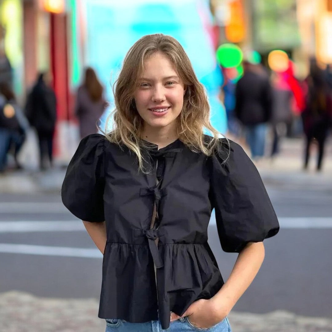 Damenblazer mit gekräuselten Ärmeln und Puffärmeln