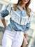 Damen Jeanshemd mit Spitzenbesatz aus Baumwolle, Elegant und Vielseitig-2