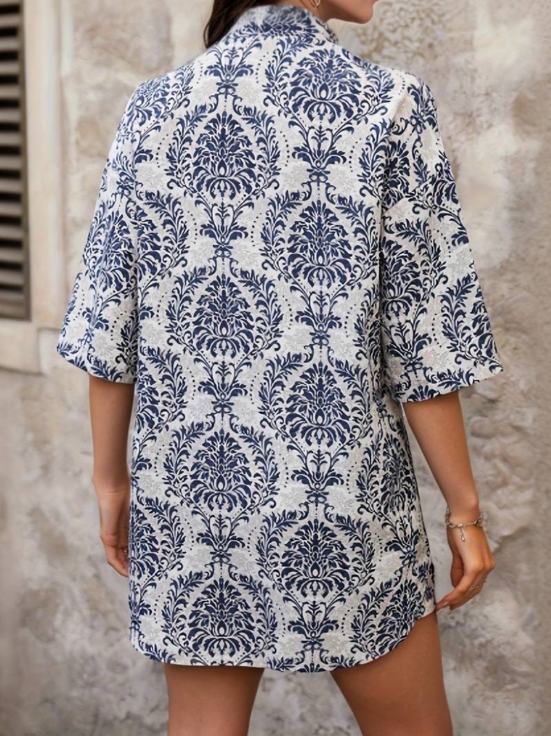 Damen Set Hemd und Shorts Blumendruck Baumwolle-3