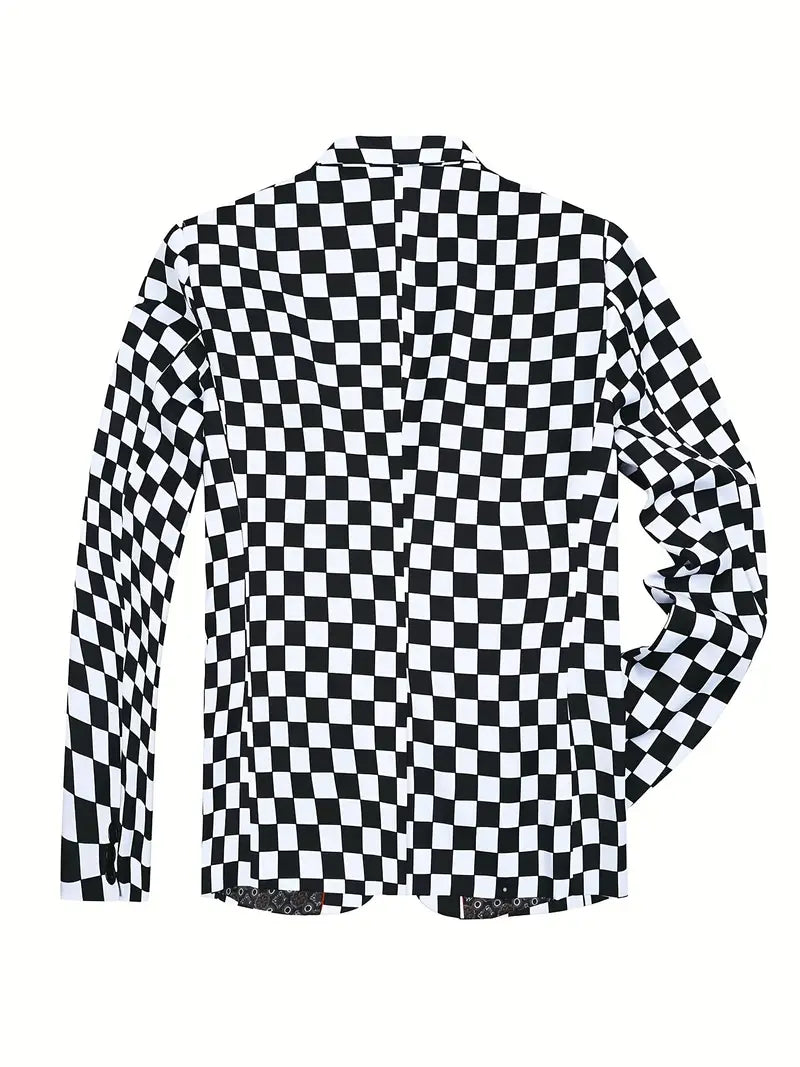 Herren Anzugjacke Schachbrettmuster Modern Hochwertige Stoffe-2