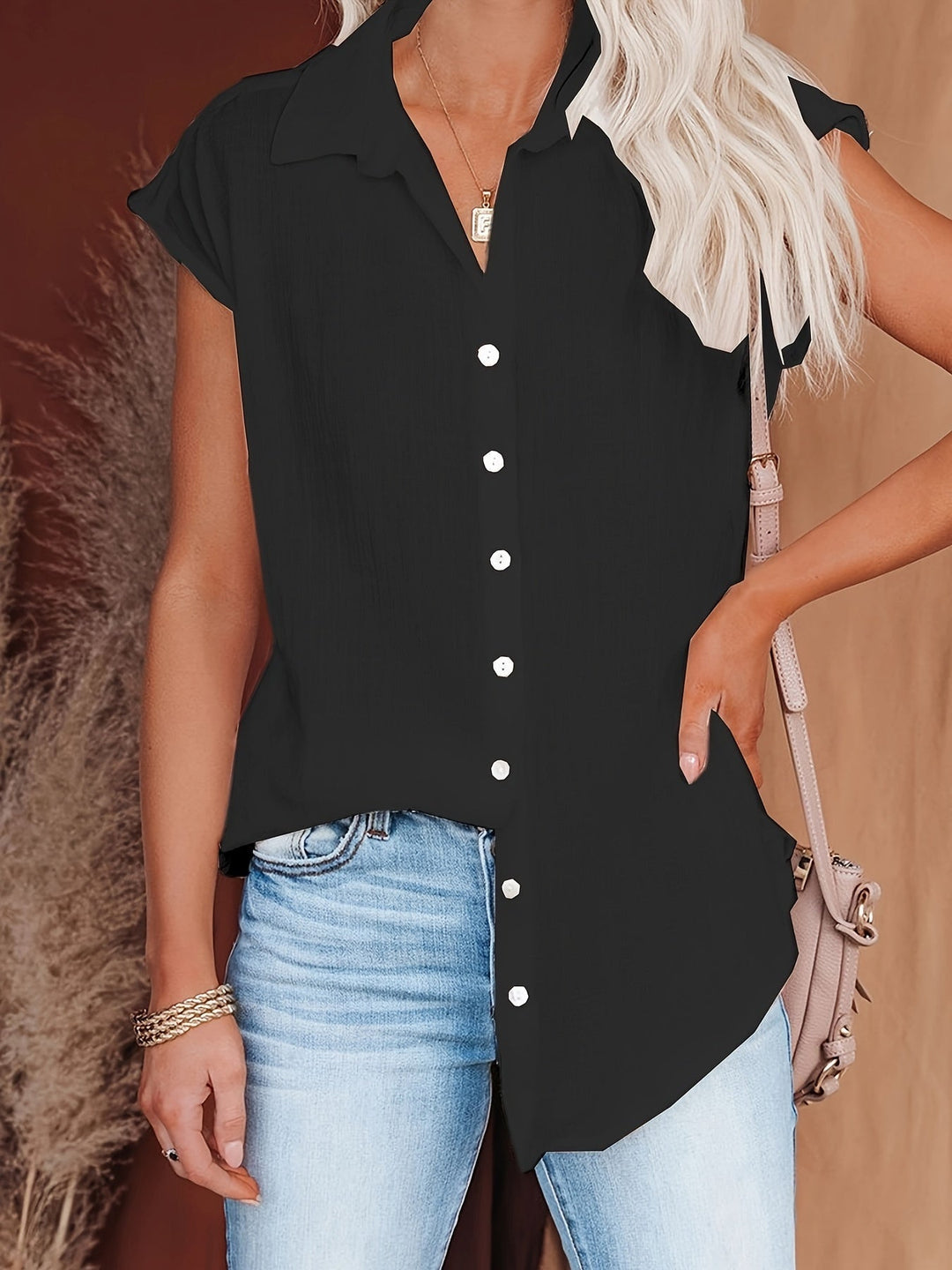 Variant image for Damen Sommerbluse Luftig Elegantes Design Baumwolle-13