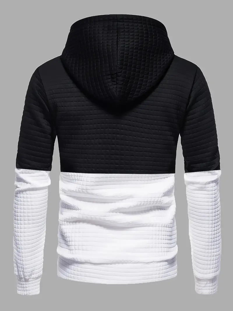 Herren Kapuzenpullover Waffelmuster Baumwolle Zip Hoodie-4