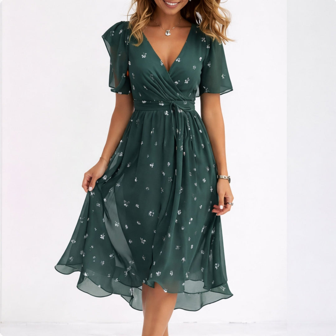 Damenkleid V-Ausschnitt Festlich Elegantes Design Hochwertiger Stoff