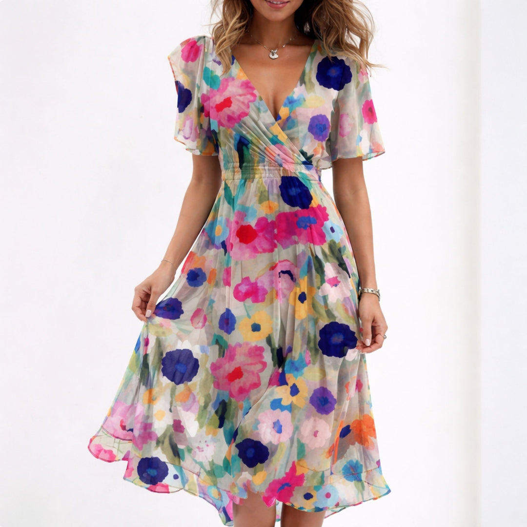 Damenkleid V-Ausschnitt Festlich Elegantes Design Hochwertiger Stoff