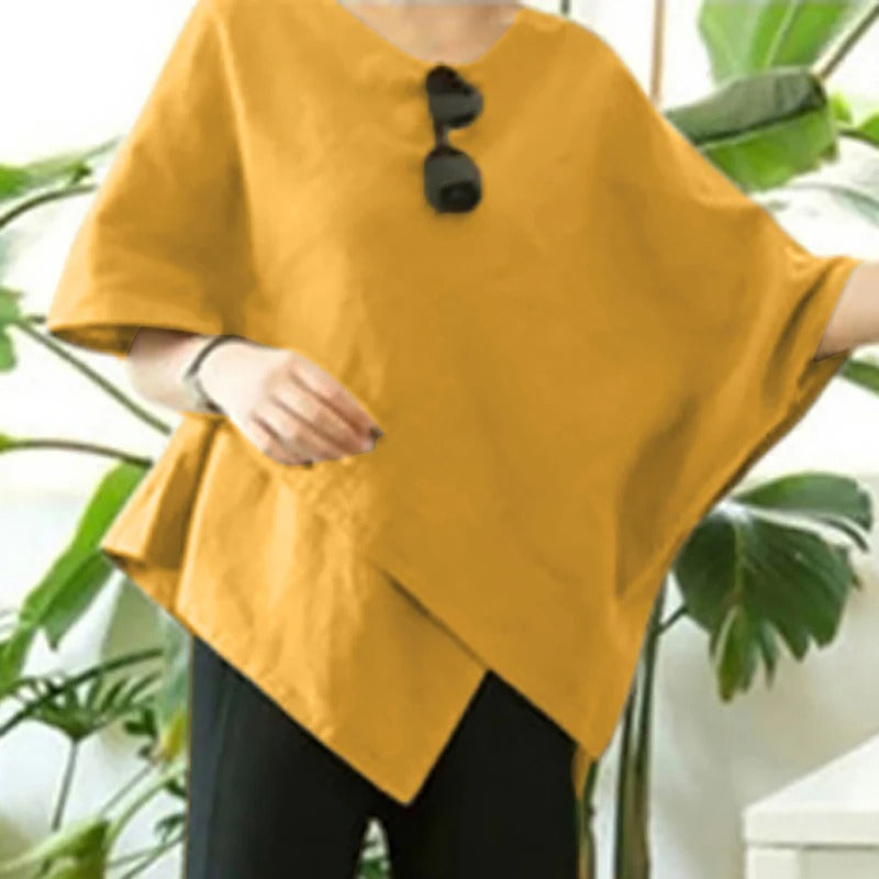 Asymmetrische Bluse mit halben Ärmeln für Damen