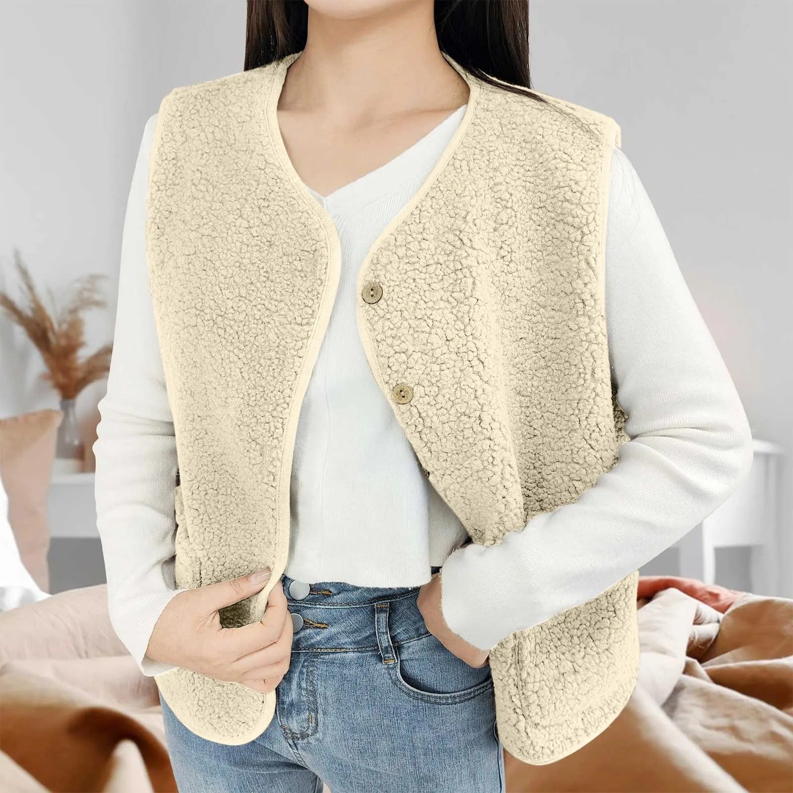Plüsch-Fleece-Weste für Frauen