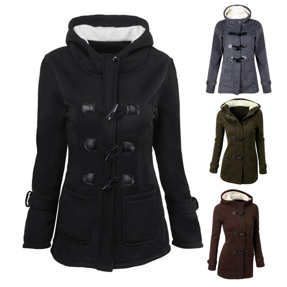 Lässiger Winter-Knopf-Hoodie für Frauen