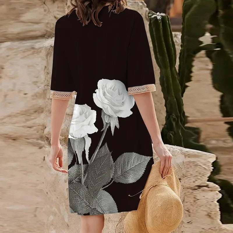 Damen V-Ausschnitt Bedrucktes Sommerkleid