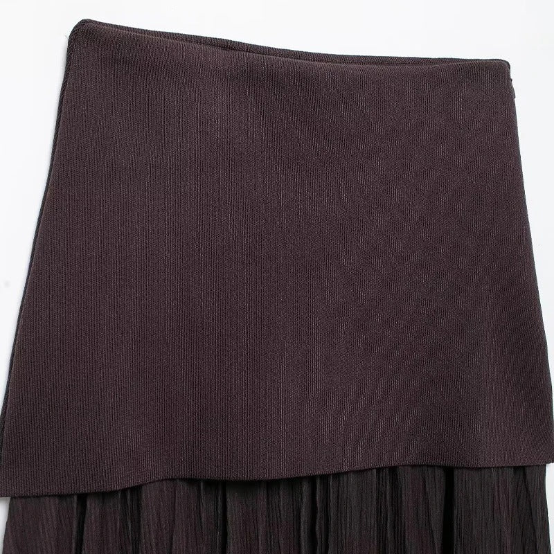 Damen Midirock mit Falten und seitlichem Reißverschluss