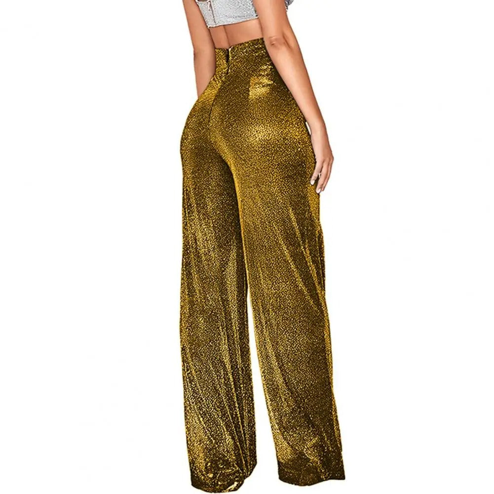 Damenhose mit hoher Taille und weitem Bein