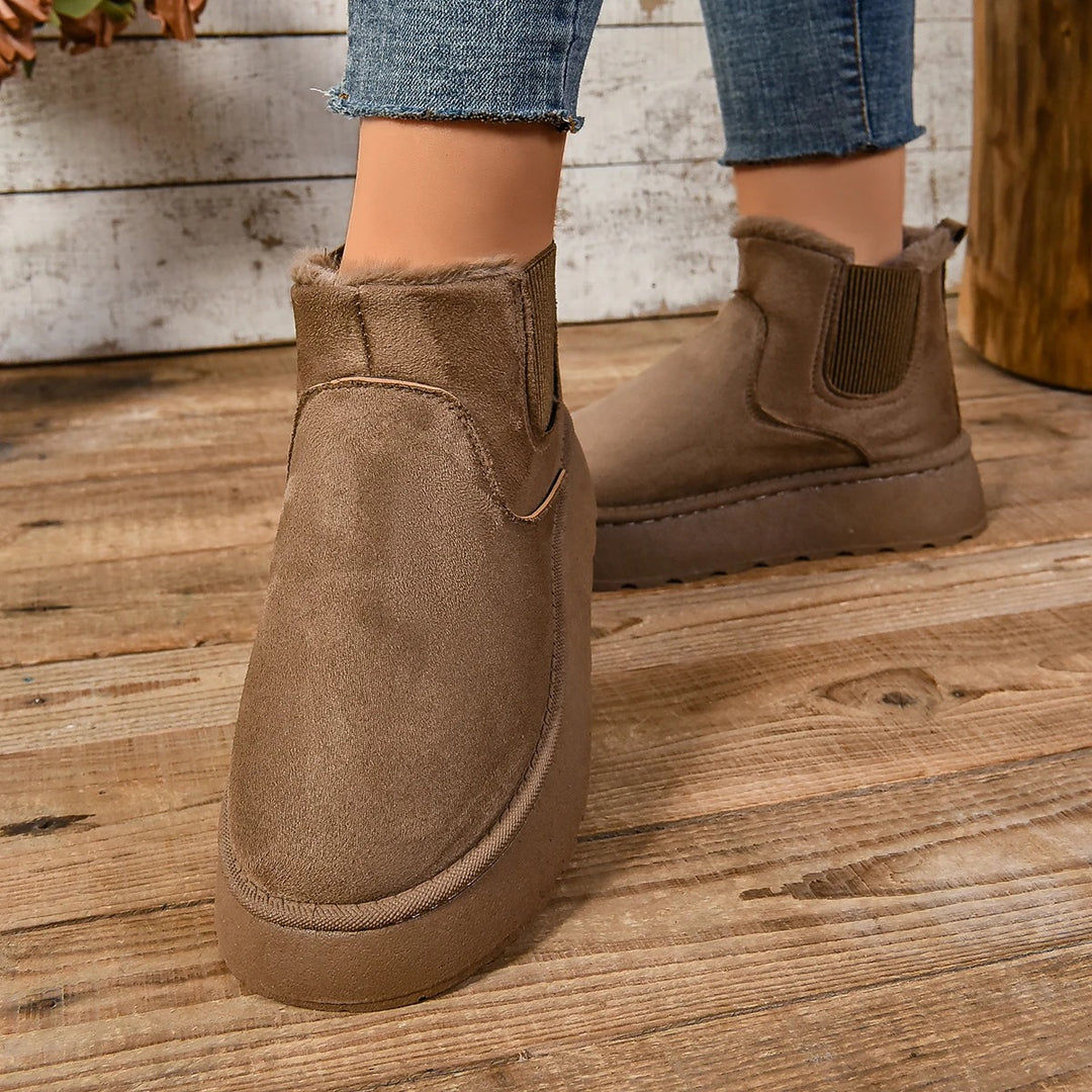 Pelzplüsch-Stiefeletten für Frauen