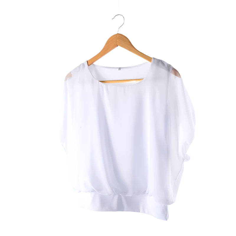 Frauen Rüschenärmel Chiffon Bluse