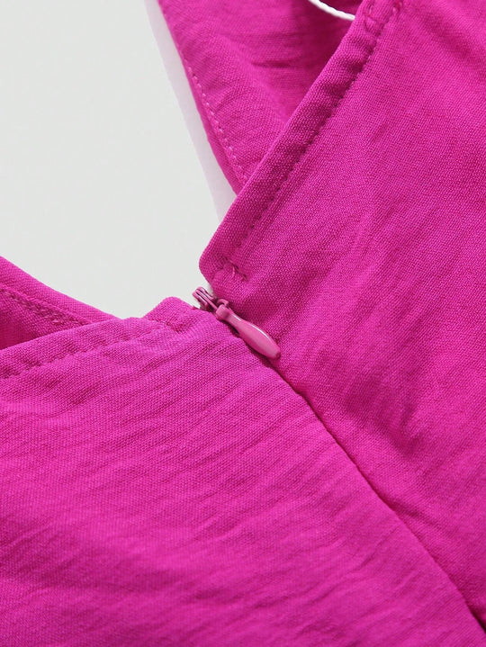 Plissierter Damenoverall mit weitem Bein