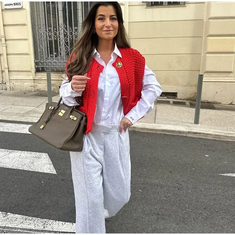 Strickjacke für Damen mit Metallknöpfen