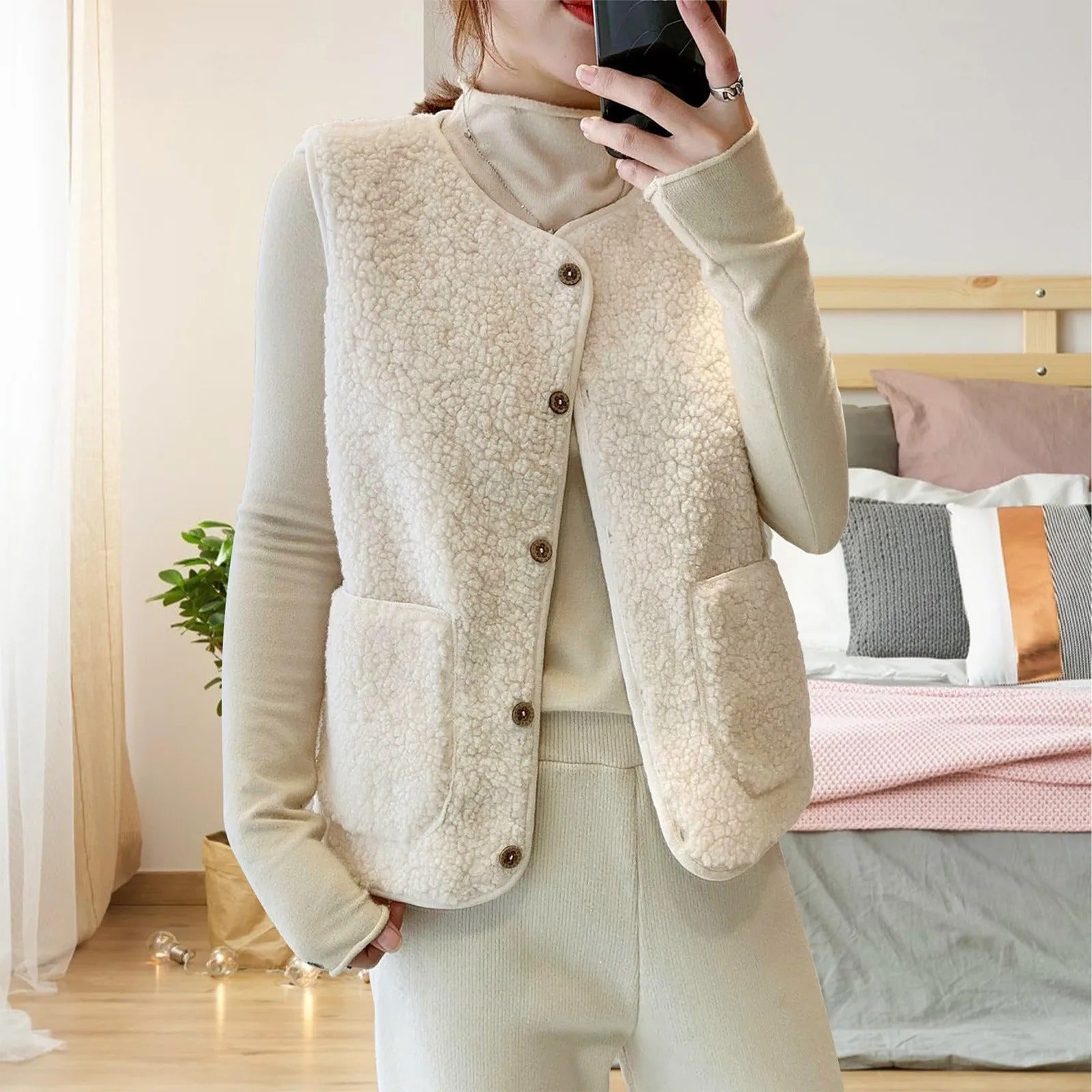 Plüsch-Fleece-Weste für Frauen