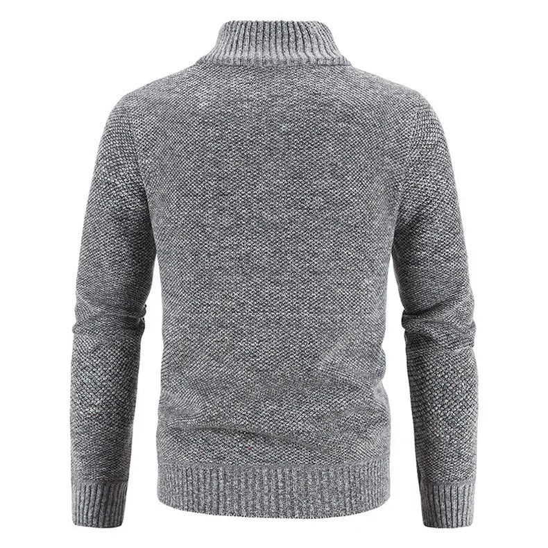 Warme Herren-Fleece-Strickjacke mit Reißverschluss