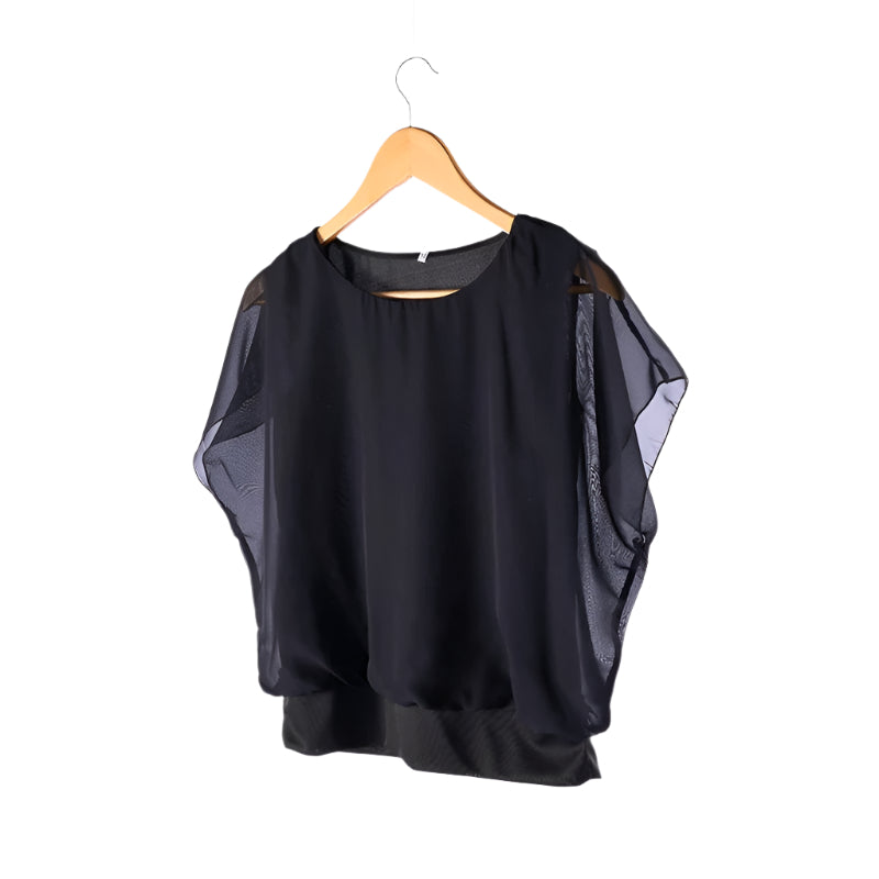 Frauen Rüschenärmel Chiffon Bluse