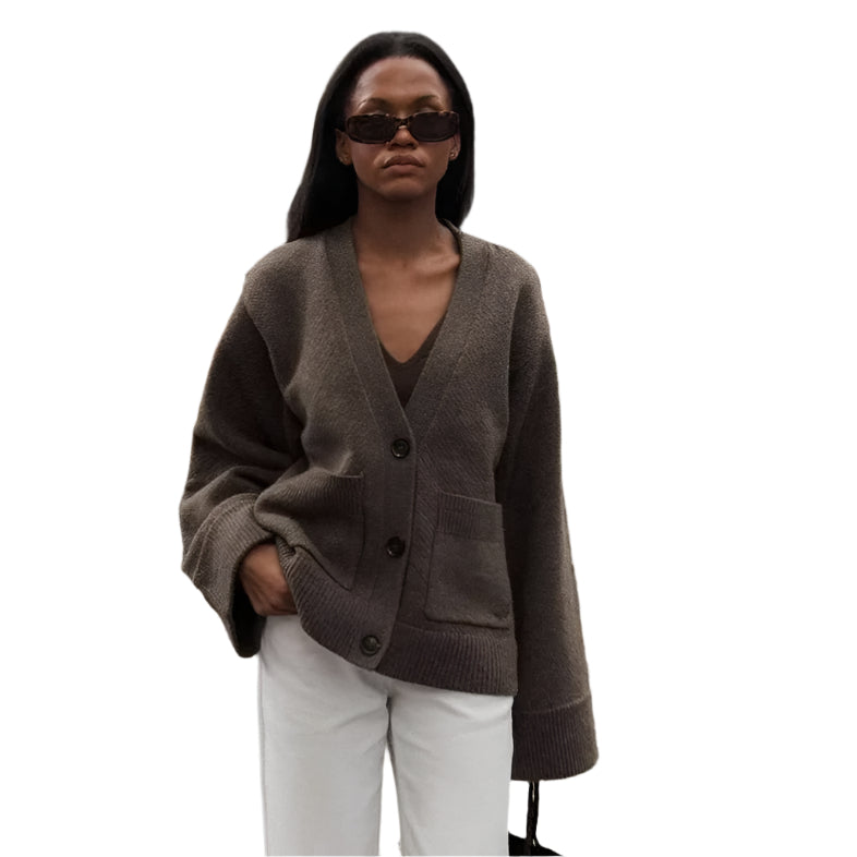 Feste Damenjacke mit V-Ausschnitt und Tasche